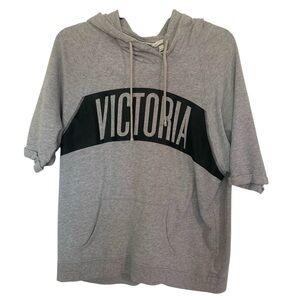 Victoria's Secret Sport Short Sleeve Oversized Hooded Sweatshirt Size Large